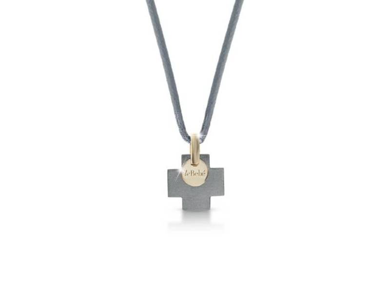 VALUES CROSS PENDANT IN TITANIUM AND YELLOW GOLD FOR MAN LE BEBE' LBU009